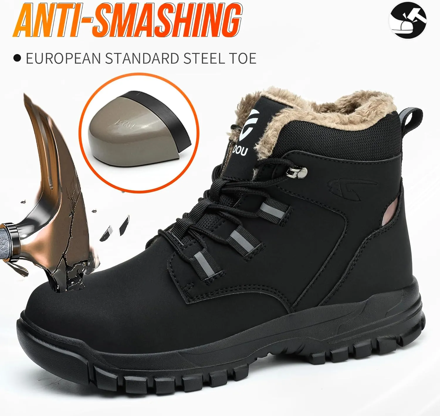 Steel Toe Work Boots for Men Women Slip Resistant Puncture-Resistant Lightweight Safety Shoes Industrial & Construction Work Boots