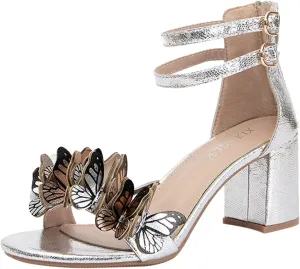 Strappy High Heels for Women Open Toe Square Toe Chunky Heel Ankle Strap Wedding Shoes