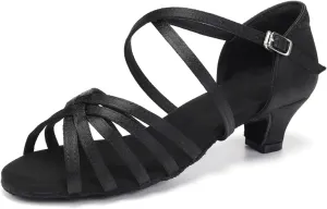 SWDZM Girls Latin Dance Shoes Satin Suede Sole Ballroom Salsa Tango Professional Performance Practice Dance Shoes