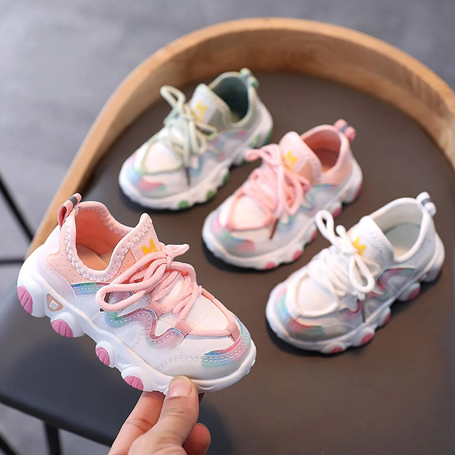 Toddler Boys Girls Sneakers Kids Water Proof Leather Shoes Lightweight Anti-Slip Tennis Walking Sock Shoes
