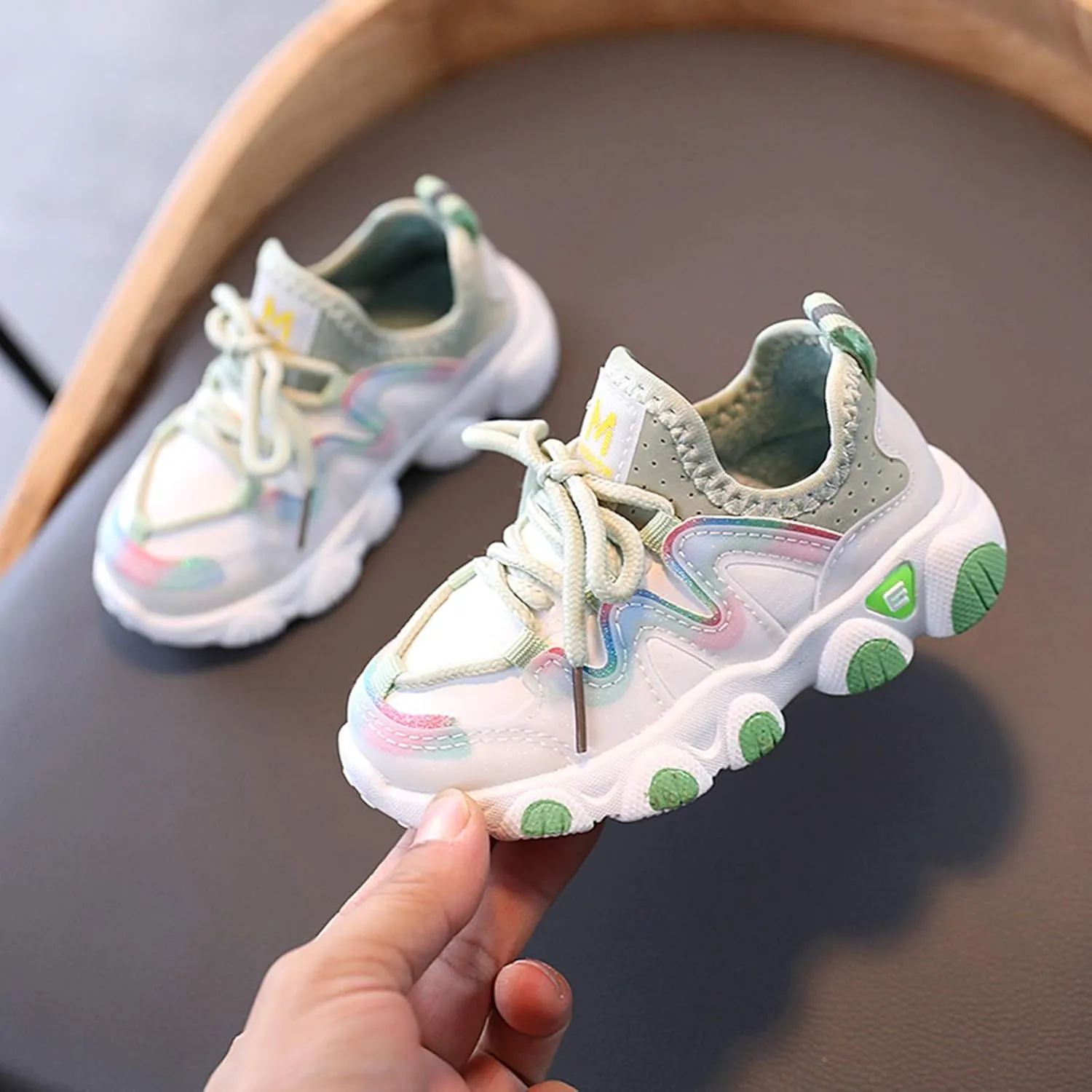 Toddler Boys Girls Sneakers Kids Water Proof Leather Shoes Lightweight Anti-Slip Tennis Walking Sock Shoes