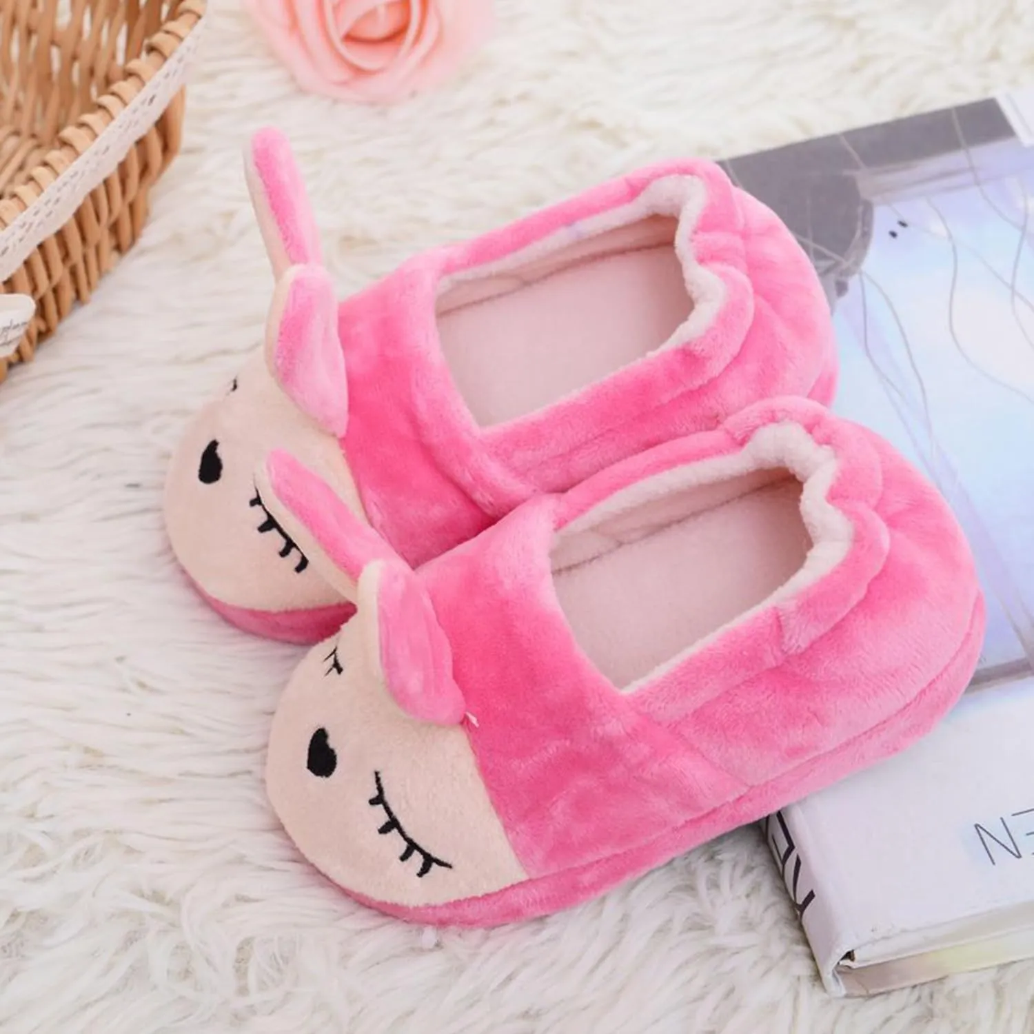 Toddler Girls Slippers Pink House Shoes Anti Slip Memory Foam Slippers for Girls