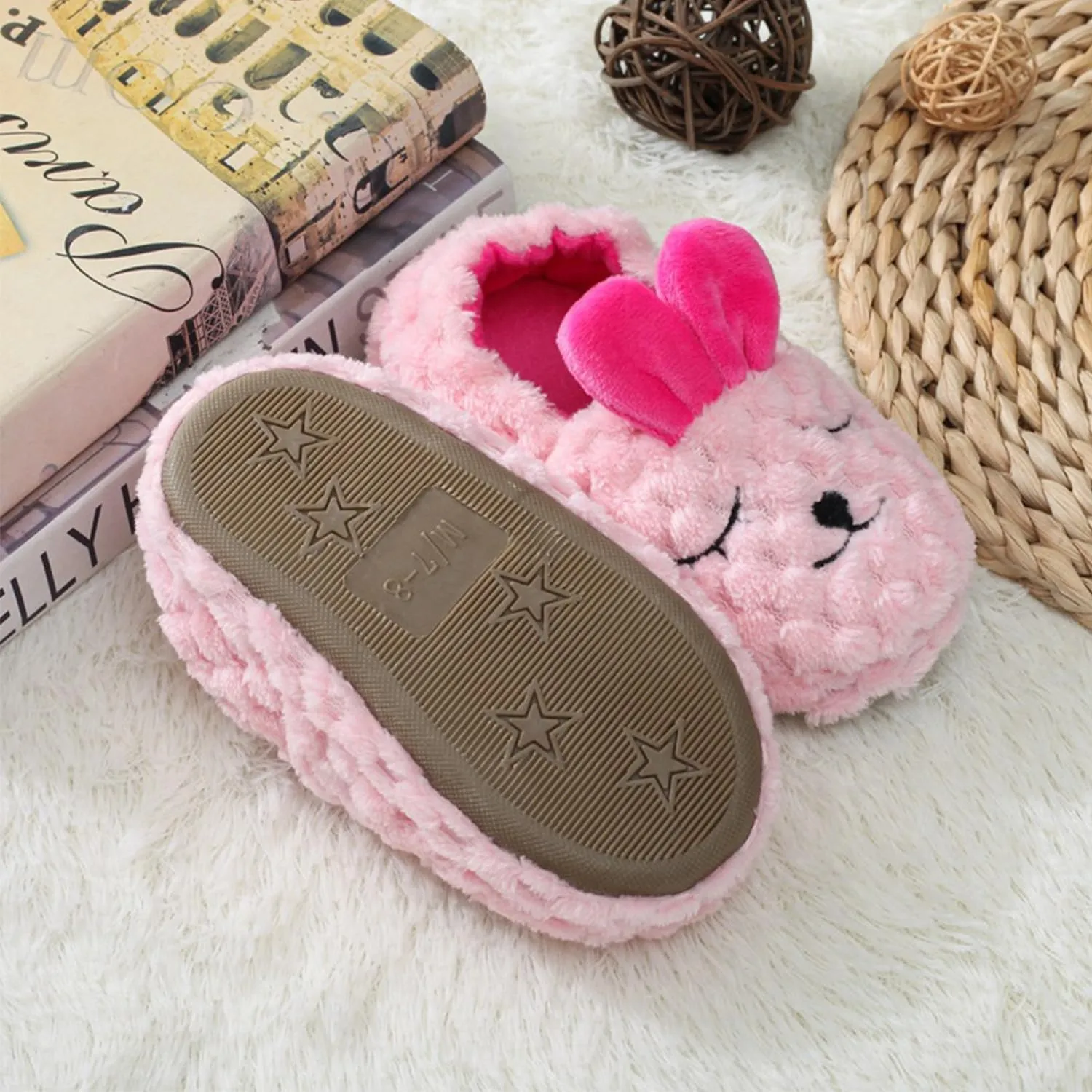 Toddler Girls Slippers Pink House Shoes Anti Slip Memory Foam Slippers for Girls