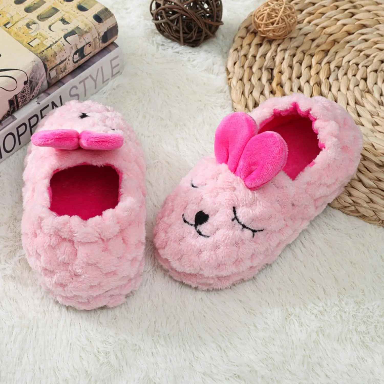 Toddler Girls Slippers Pink House Shoes Anti Slip Memory Foam Slippers for Girls