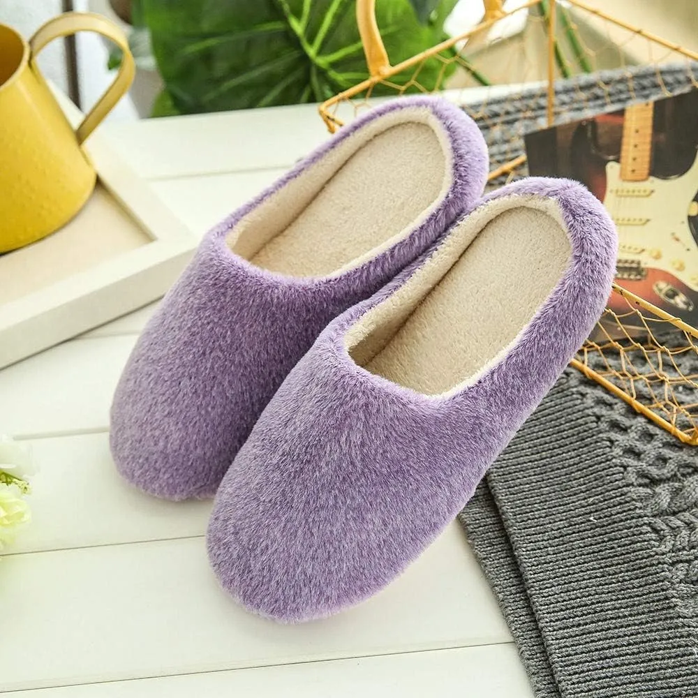 Unisex Slippers for Women Men Fuzzy Fluffy Slippers Soft Plush Scuff Slippers Warm Bedroom Slipper Slip On House Shoes