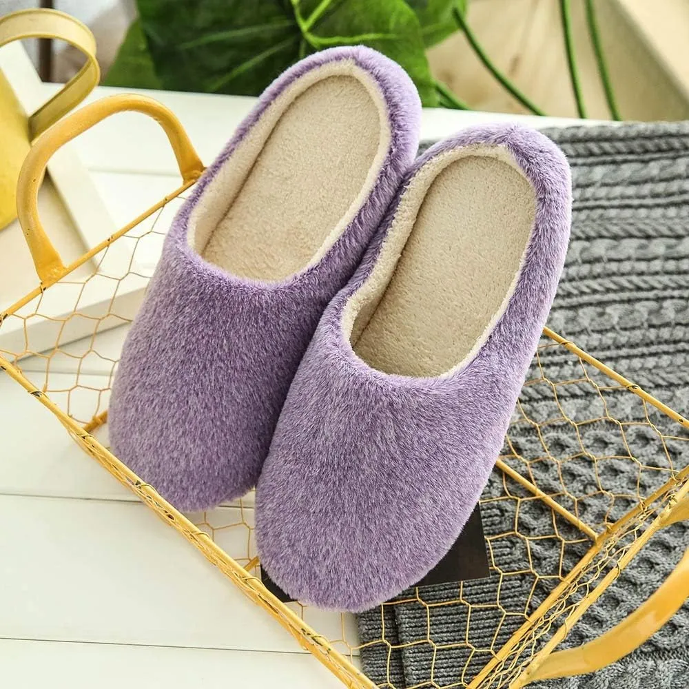 Unisex Slippers for Women Men Fuzzy Fluffy Slippers Soft Plush Scuff Slippers Warm Bedroom Slipper Slip On House Shoes