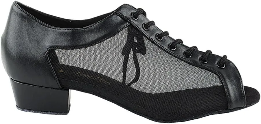 Very Fine Ballroom Salsa Practice Dance Shoes for Women 1643FT 1-Inch Heel   Foldable Brush Bundle