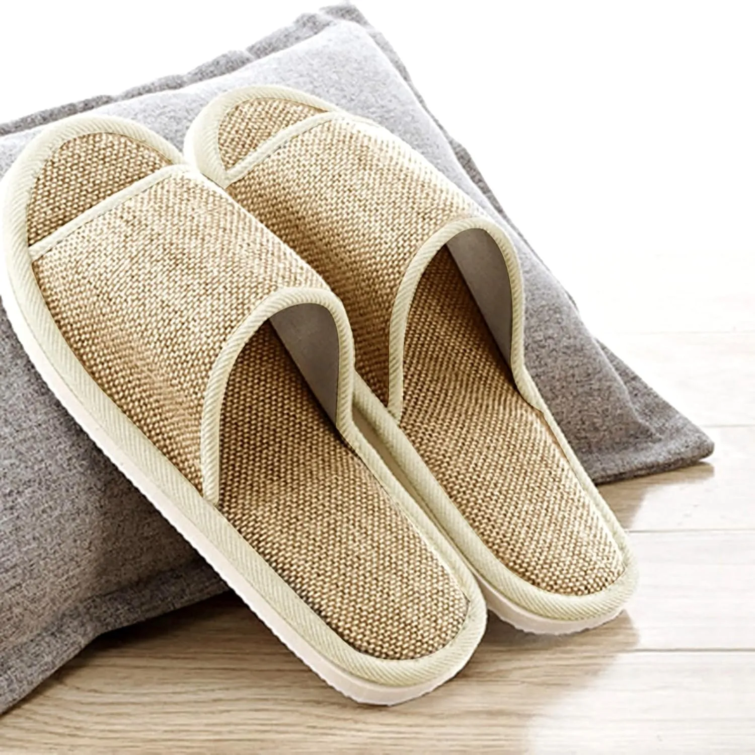 Washable House Slippers For Guests Unisex Disposable Indoor Travel Slipper With Thick Sole Non Slip Open Toe Slipper
