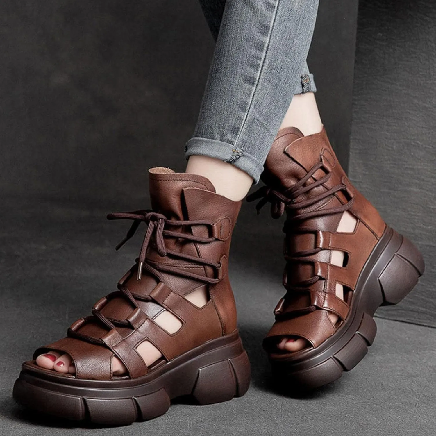 Wedge Sandal for Women Ankle Strap Flatform Arch Support Fish Mouth Toe Muffin Platform Shoes Slip on Non-Slip Chunky