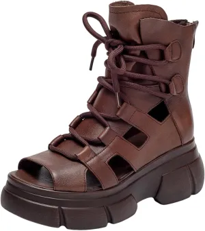 Wedge Sandal for Women Ankle Strap Flatform Arch Support Fish Mouth Toe Muffin Platform Shoes Slip on Non-Slip Chunky
