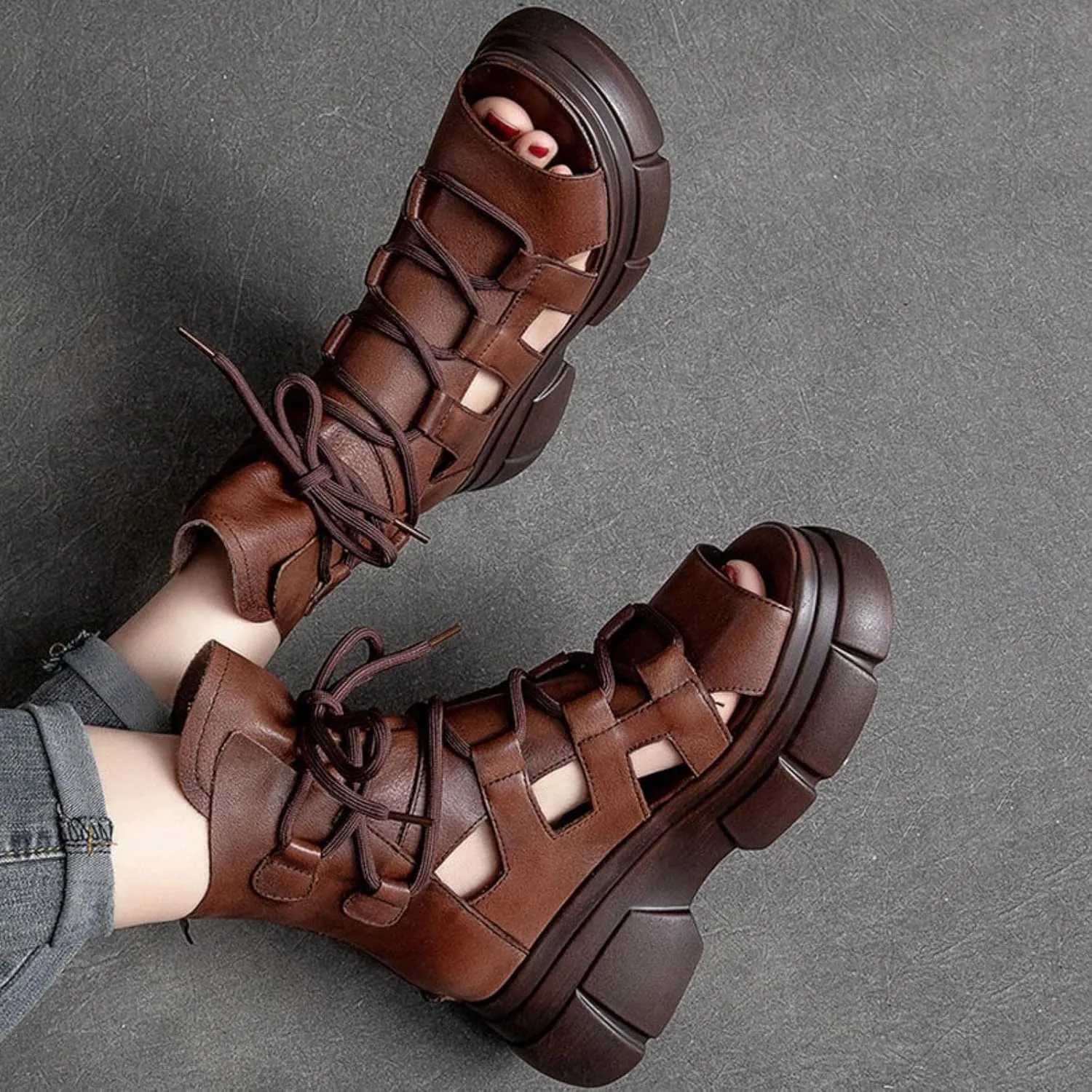 Wedge Sandal for Women Ankle Strap Flatform Arch Support Fish Mouth Toe Muffin Platform Shoes Slip on Non-Slip Chunky