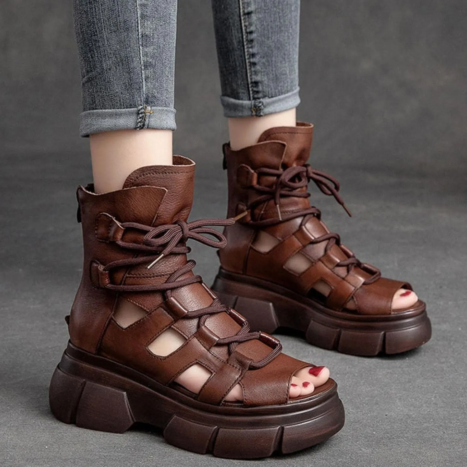 Wedge Sandal for Women Ankle Strap Flatform Arch Support Fish Mouth Toe Muffin Platform Shoes Slip on Non-Slip Chunky