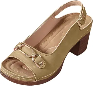 Wedge Sandals for Women 2025 Summer Casual Sandal Summer Open Toe Low Heel Shoes Orthopedic Sandals for Women Adjustable Strappy Beach Walking Shoes Chunky Heeled Sandal 2025