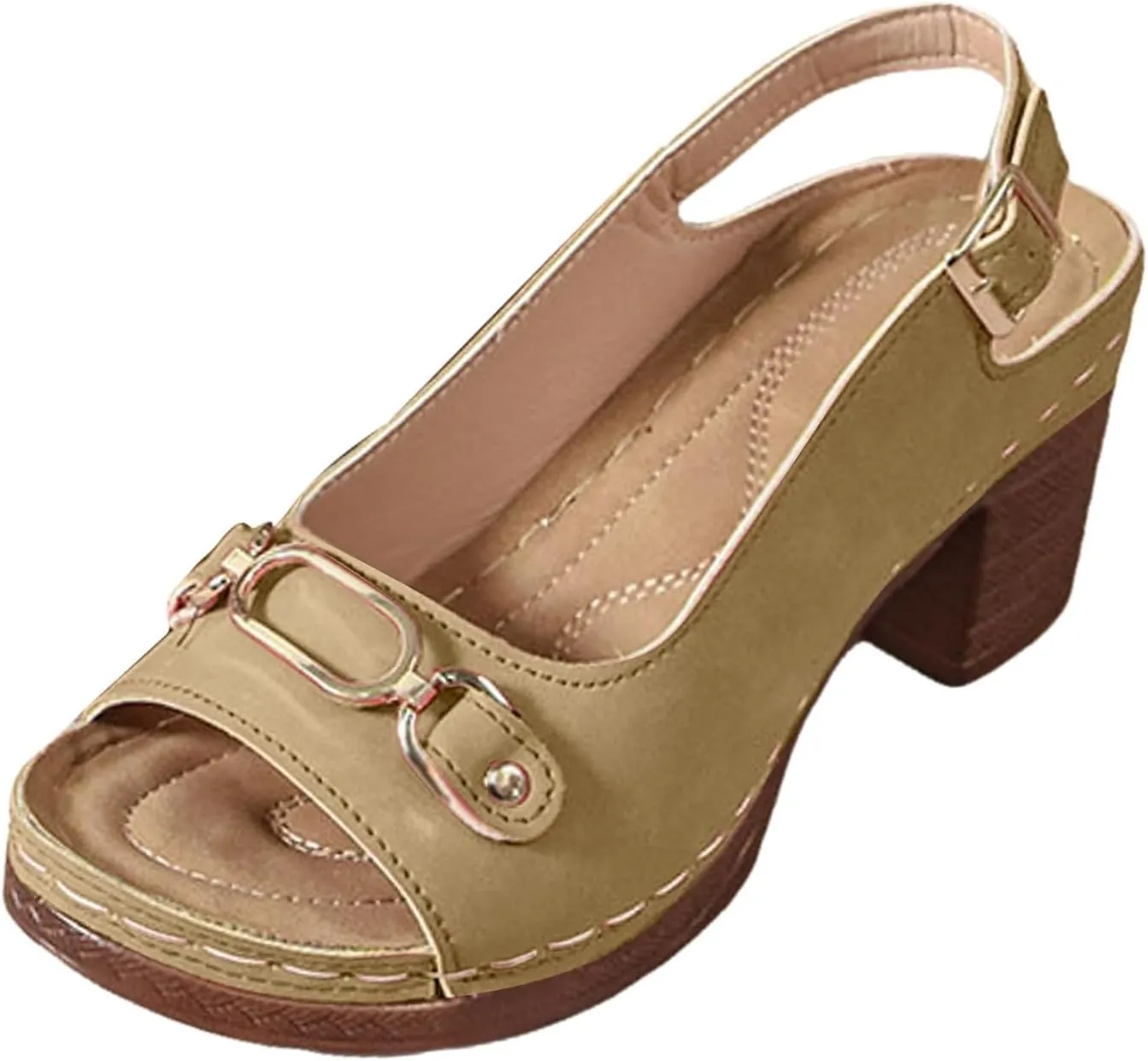 Wedge Sandals for Women 2025 Summer Casual Sandal Summer Open Toe Low Heel Shoes Orthopedic Sandals for Women Adjustable Strappy Beach Walking Shoes Chunky Heeled Sandal 2025