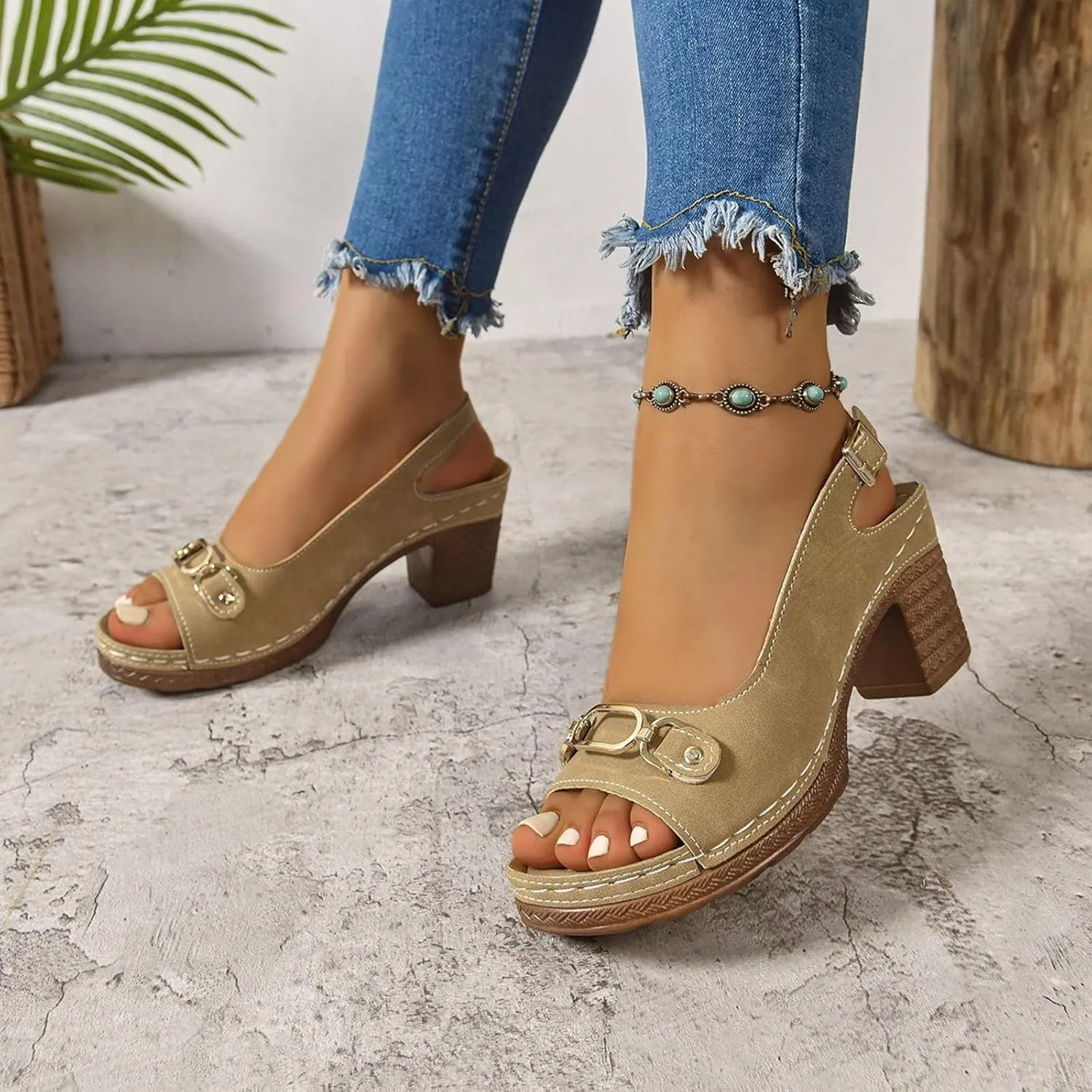 Wedge Sandals for Women 2025 Summer Casual Sandal Summer Open Toe Low Heel Shoes Orthopedic Sandals for Women Adjustable Strappy Beach Walking Shoes Chunky Heeled Sandal 2025