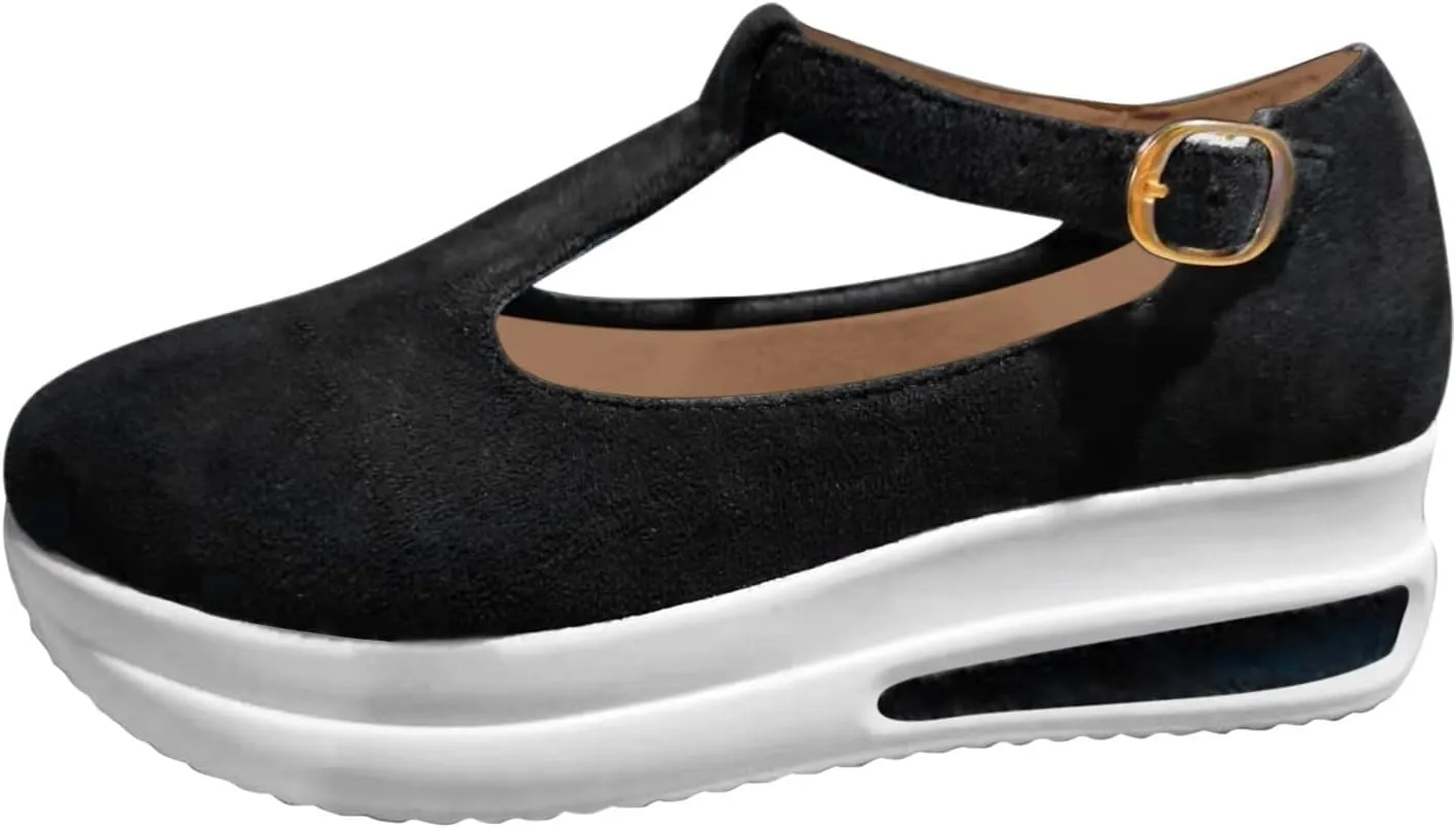 Wedge Sandals for Women Double Buckle Strap Peep Toe Platform Heels with Cushioned Footbed for Wedding Guest Outfits Orthopedic Sandal Beach Dressy Flip Flops for Wide Toe 2025 Spring