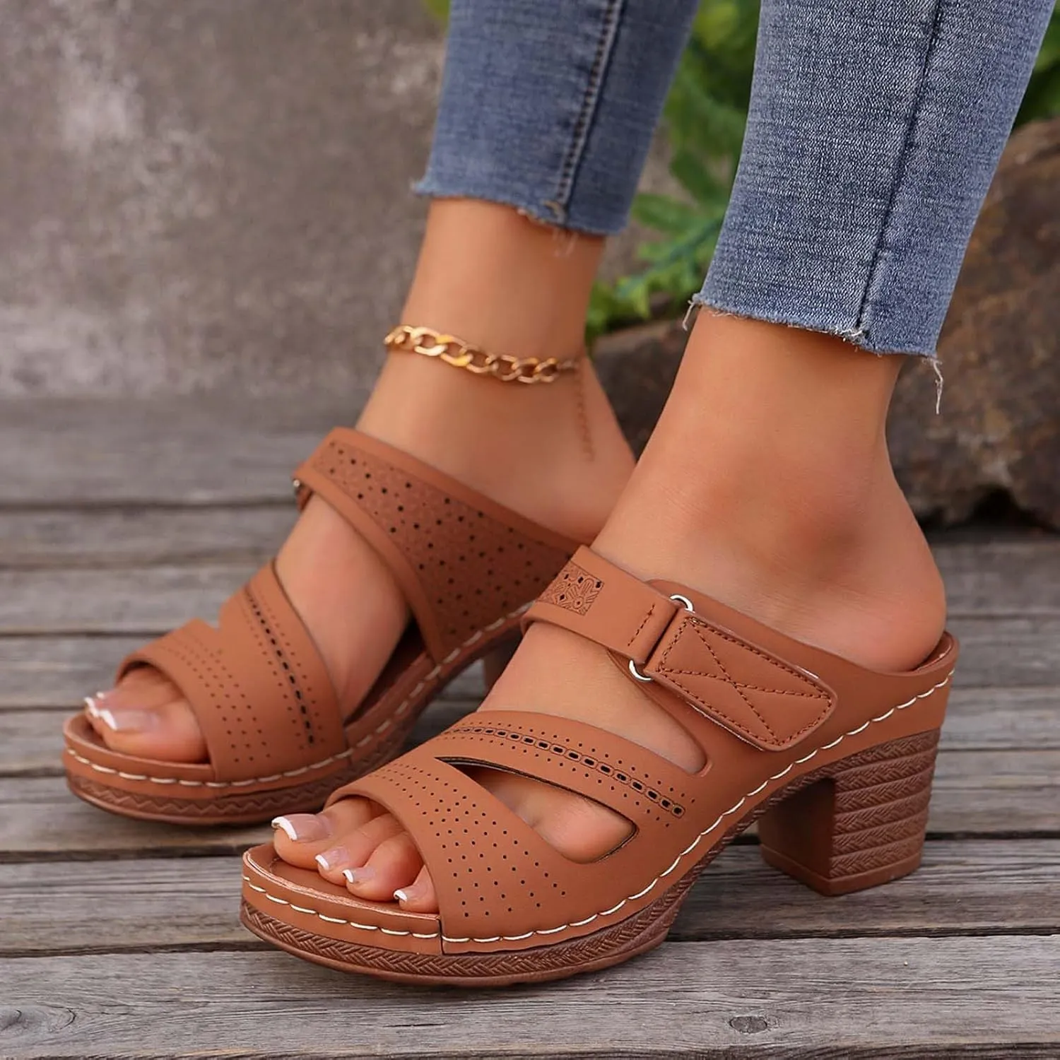 Wedges Heels For Women Vacation Womens Hiking Shoes Slip-On Wide Arch Support Flip Flops Open Toe Sandals