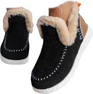 Winter Boots For Women 2024 Dressy Snow Boots Classic Faux Fur Lined Slip On Ankle Boots Fashion Warm Loafers Shoes