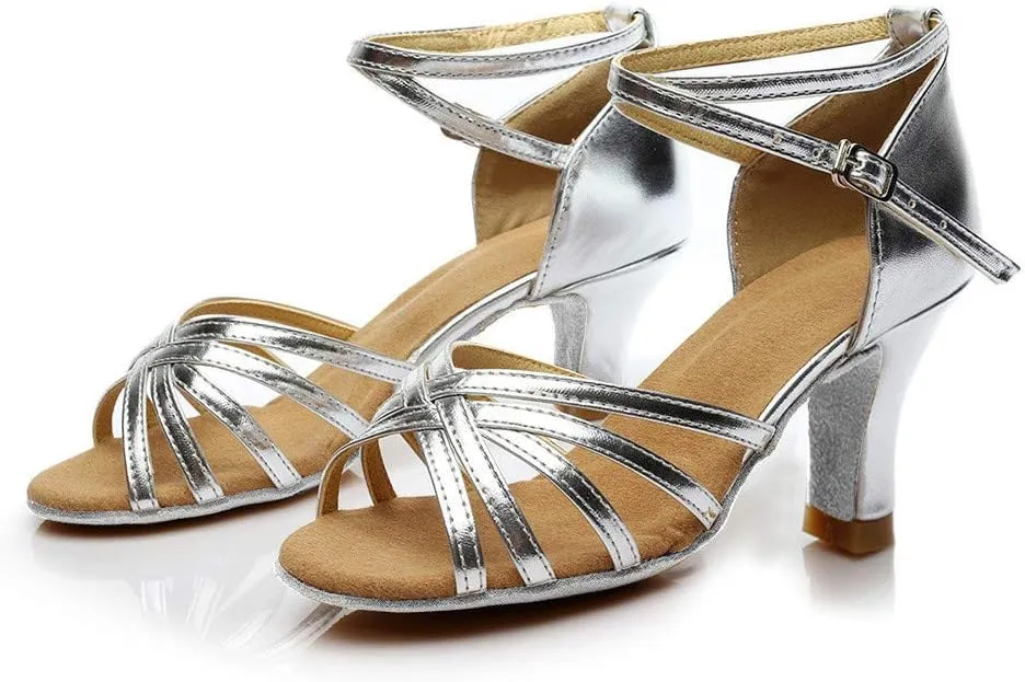 Women High Heel Sandals Open Toe Square Toe Strappy Ankle Strap Chunky Heel Party Shoes