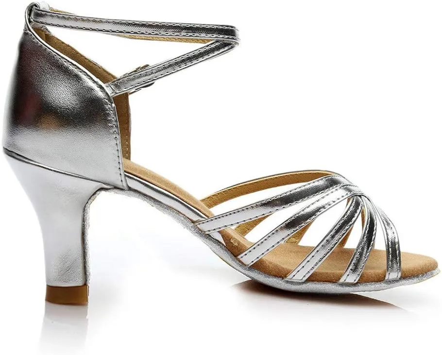 Women High Heel Sandals Open Toe Square Toe Strappy Ankle Strap Chunky Heel Party Shoes