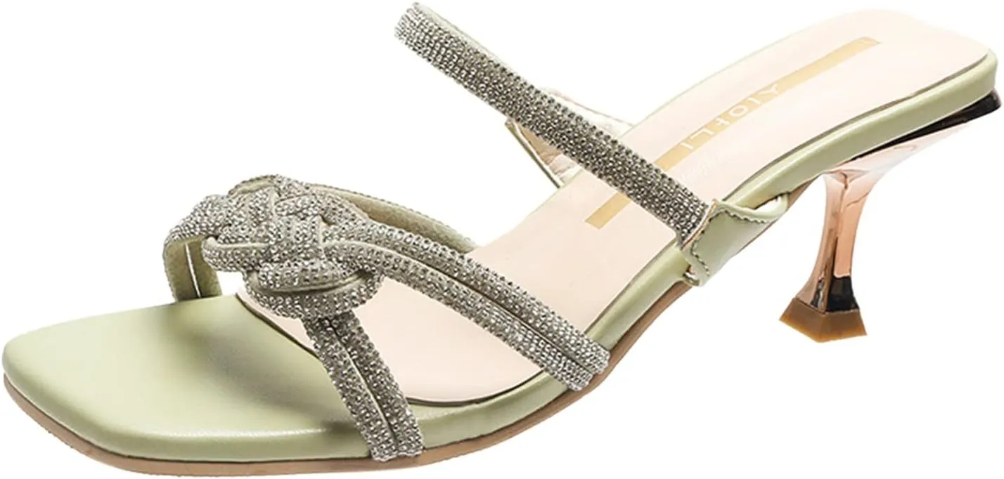 Women High Heels Sandals Open Toe Square Toe Strappy Chunky Heel Ankle Strap Shoes