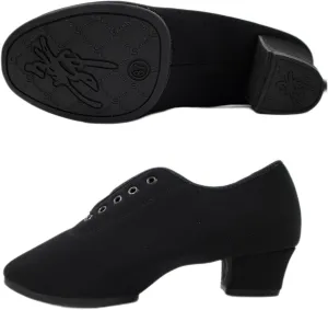 Women Latin Dance Shoes Lace Up Indoor Two-Point Rubber Bottom Breathable Soft Sole Closed Toe Dance Shoes for Women Comfortable Teaching Practice Dance Shoes (Color : Black-5CM/1.96In, Size : 7)