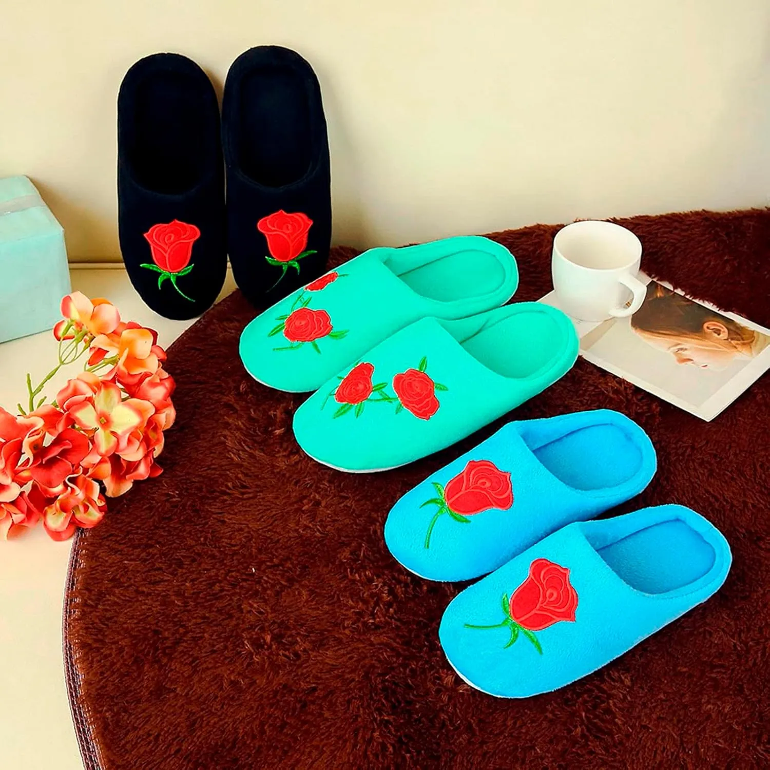 Women Slippers for Home Kwaii Slippers Cute Furry Slides Shoes Cottons Slides Indoor House Home Shoes for Women