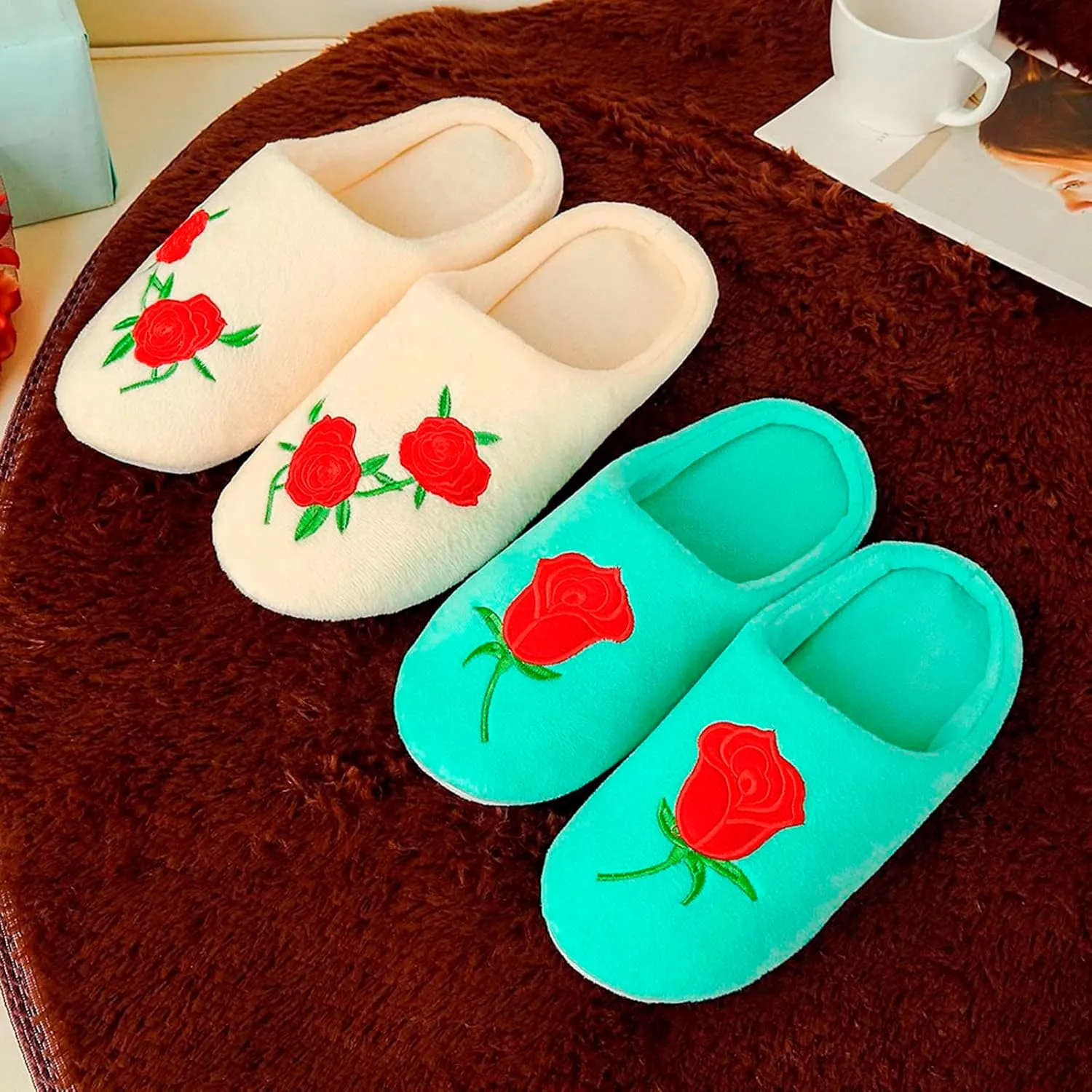 Women Slippers for Home Kwaii Slippers Cute Furry Slides Shoes Cottons Slides Indoor House Home Shoes for Women