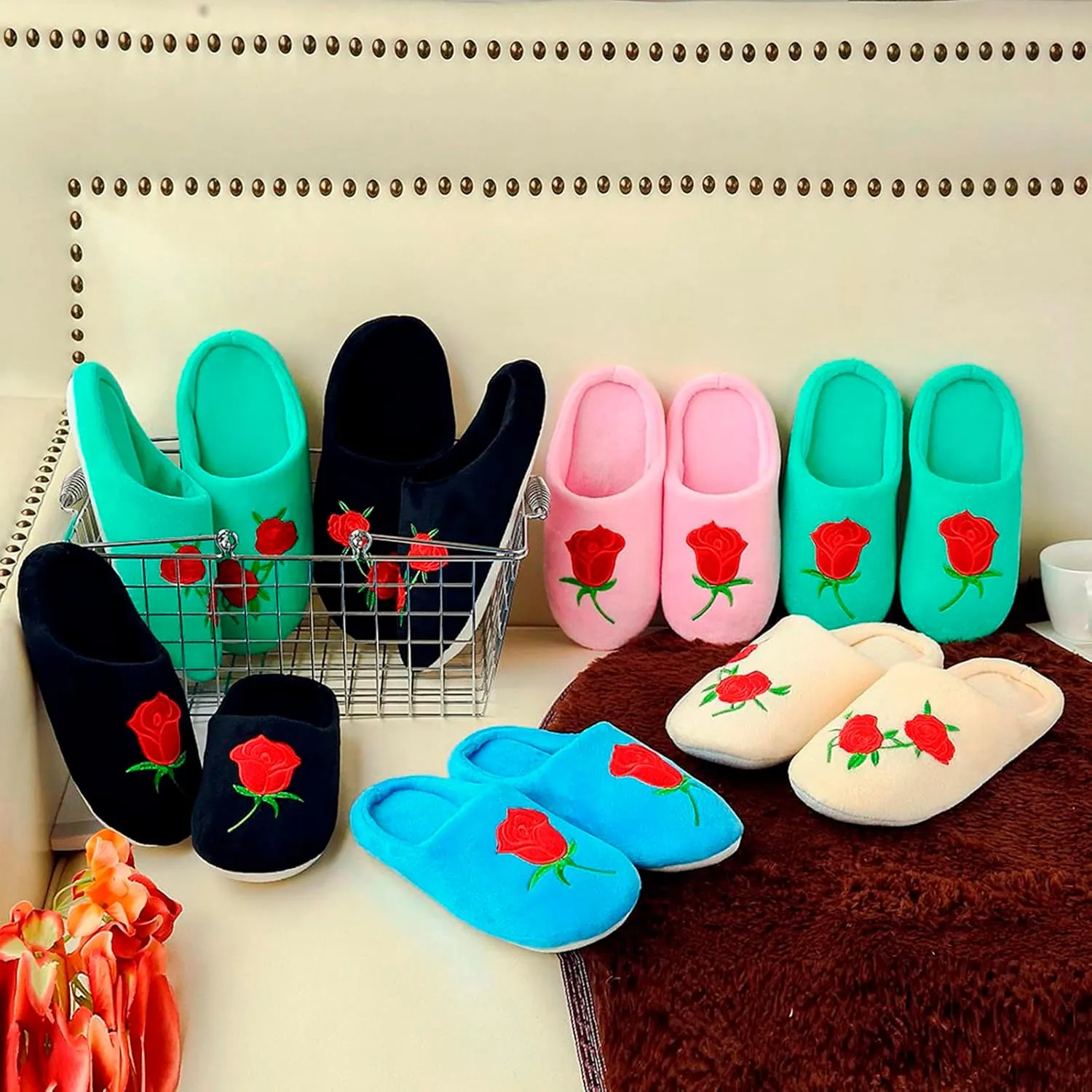 Women Slippers for Home Kwaii Slippers Cute Furry Slides Shoes Cottons Slides Indoor House Home Shoes for Women
