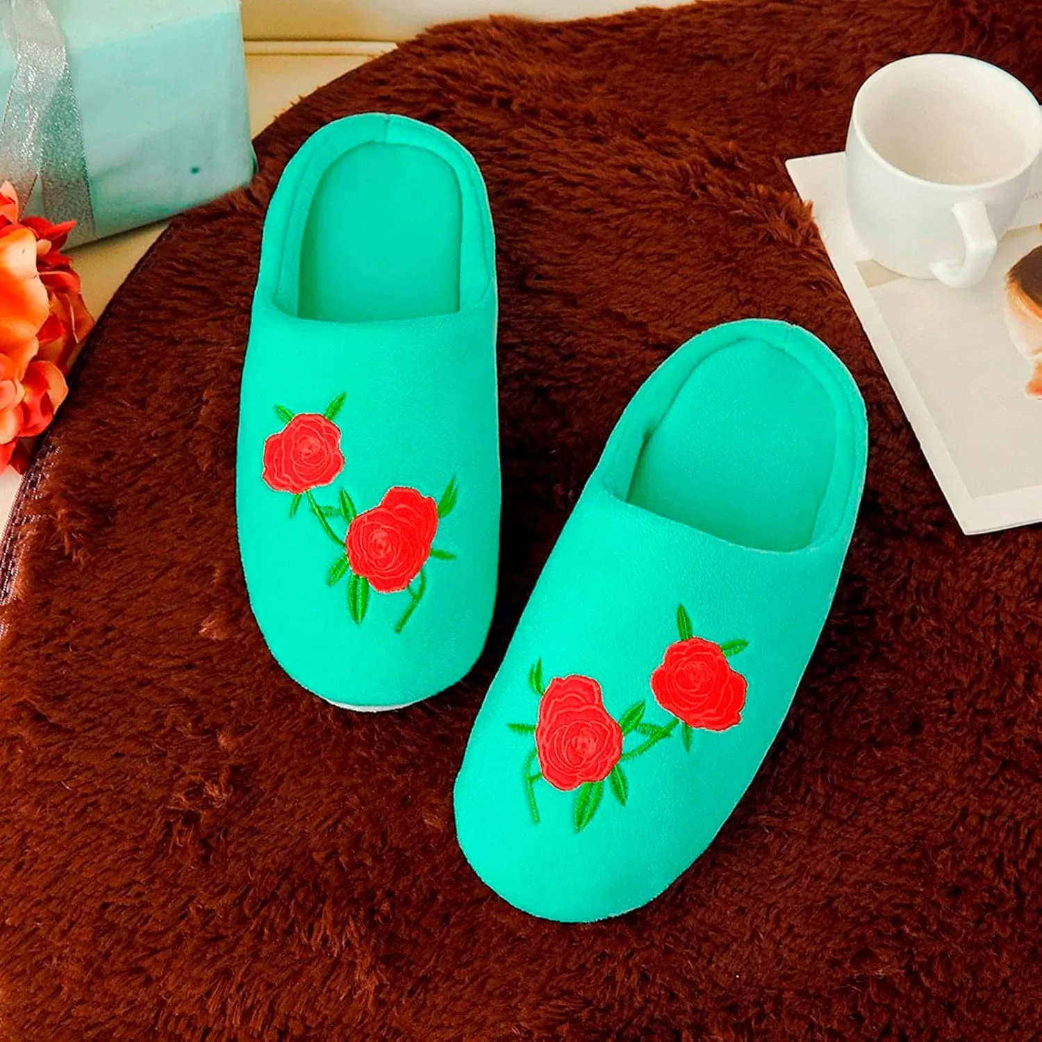Women Slippers for Home Kwaii Slippers Cute Furry Slides Shoes Cottons Slides Indoor House Home Shoes for Women