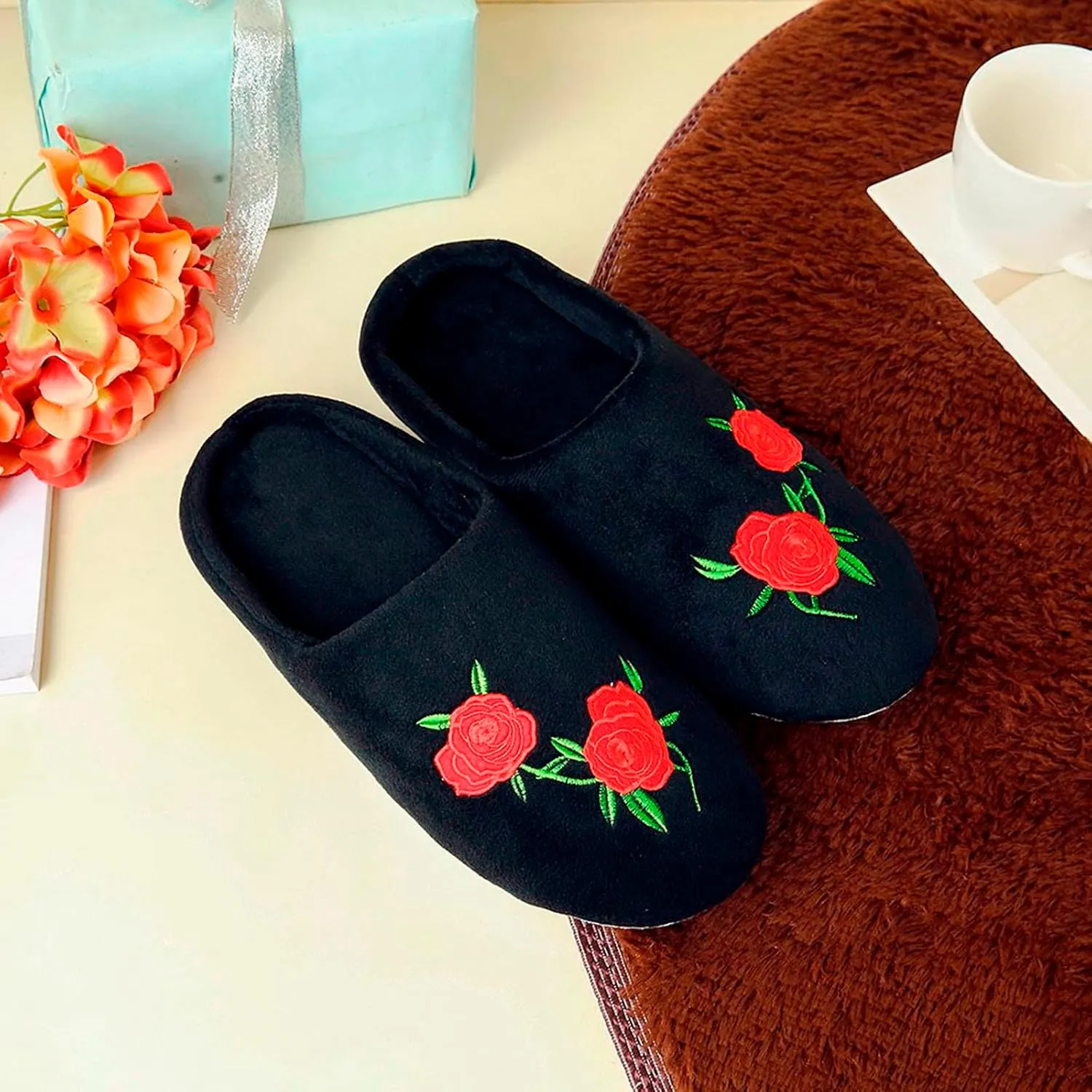 Women Slippers for Home Kwaii Slippers Cute Furry Slides Shoes Cottons Slides Indoor House Home Shoes for Women