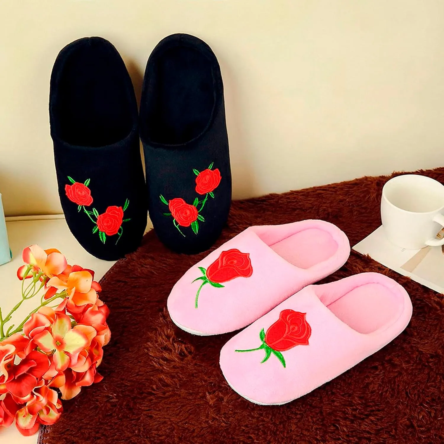 Women Slippers for Home Kwaii Slippers Cute Furry Slides Shoes Cottons Slides Indoor House Home Shoes for Women