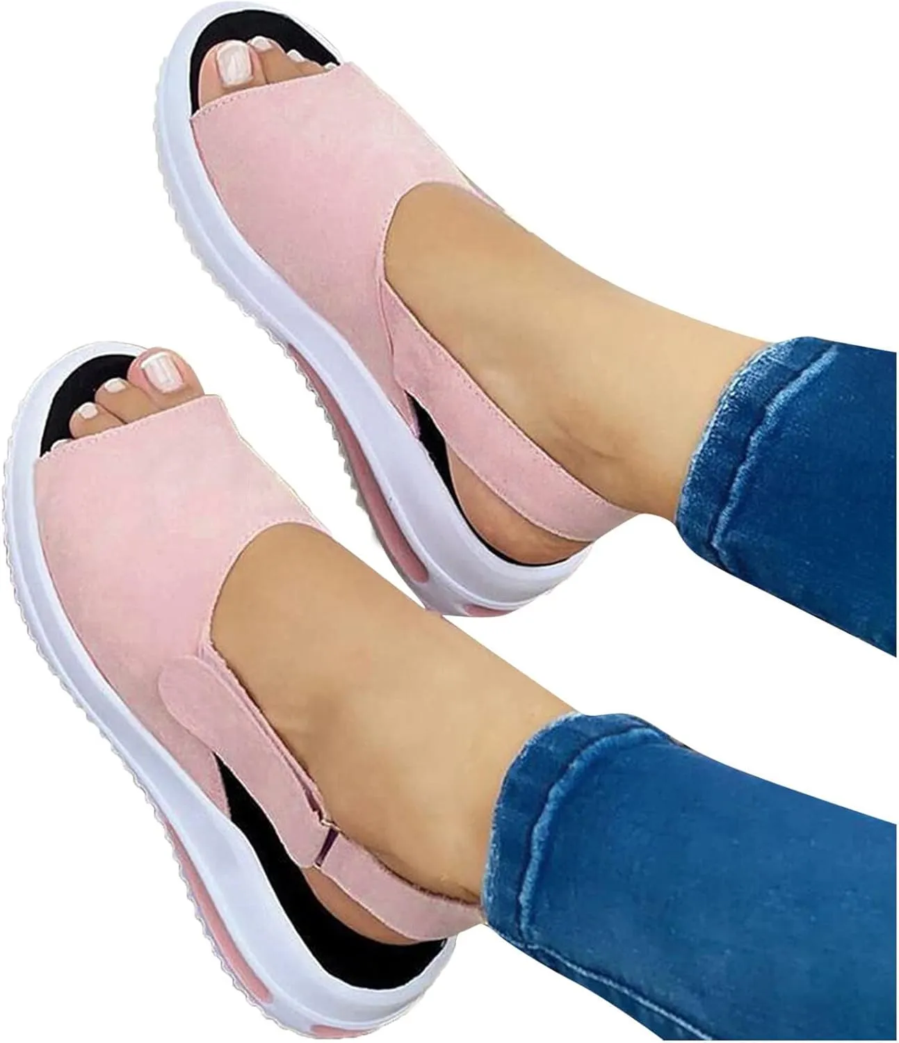 Women's Espadrille Sandals Low Wedge Platform Open Toe Buckle Ankle Strap Espadrilles Wedge Sandals Casual Shoes for Summer Beach Vacation Outfits Walking All Day