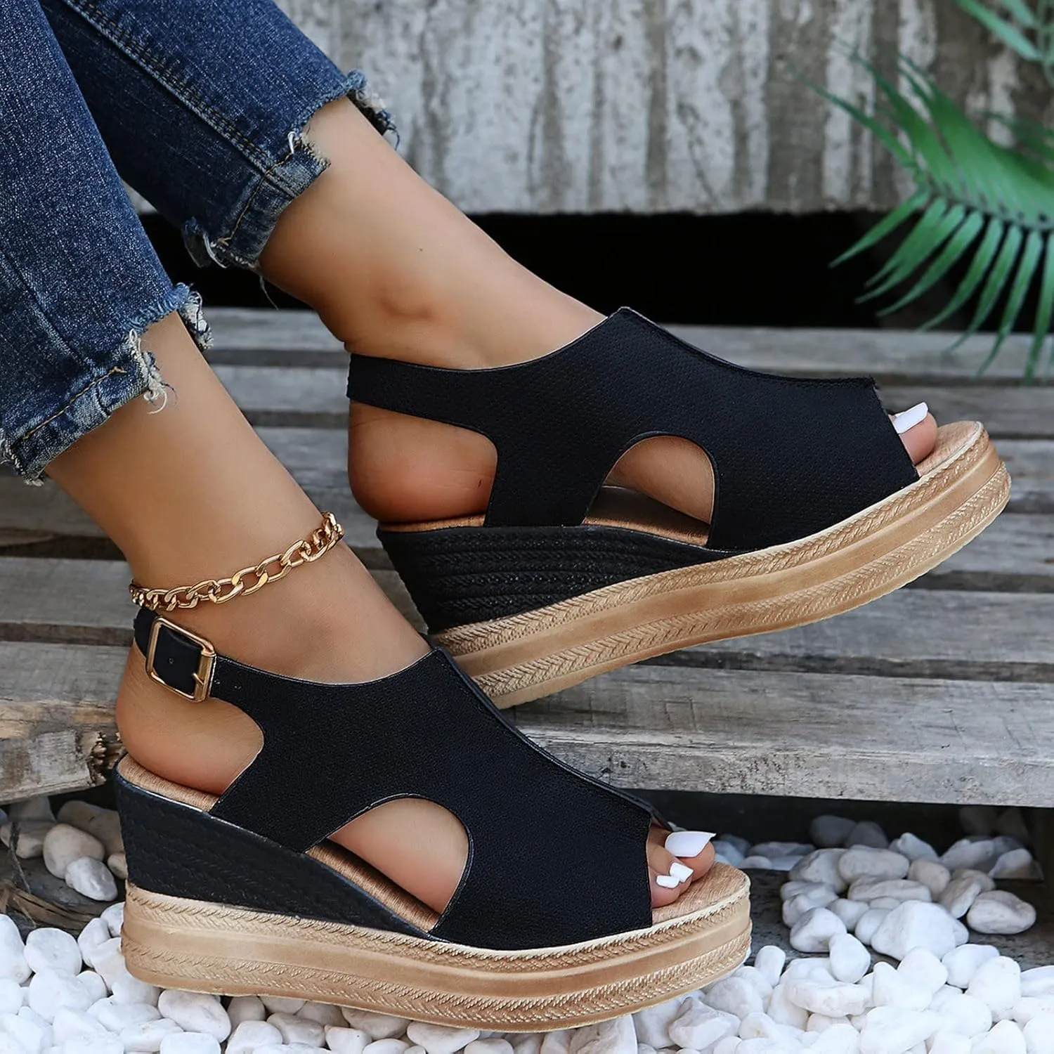 Womens Espadrille Wedge Sandals Open Toe Platform Fish Mouth Silver Ankle Strap Slingback Summer Dress Shoes Summer Close Toe