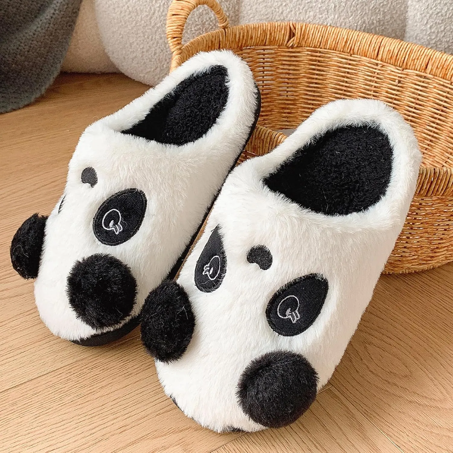 Womens Fuzzy Cute Animal Slippers, Plush Slippers Rubber Anti Slip Home Indoor Outdoor Slippers