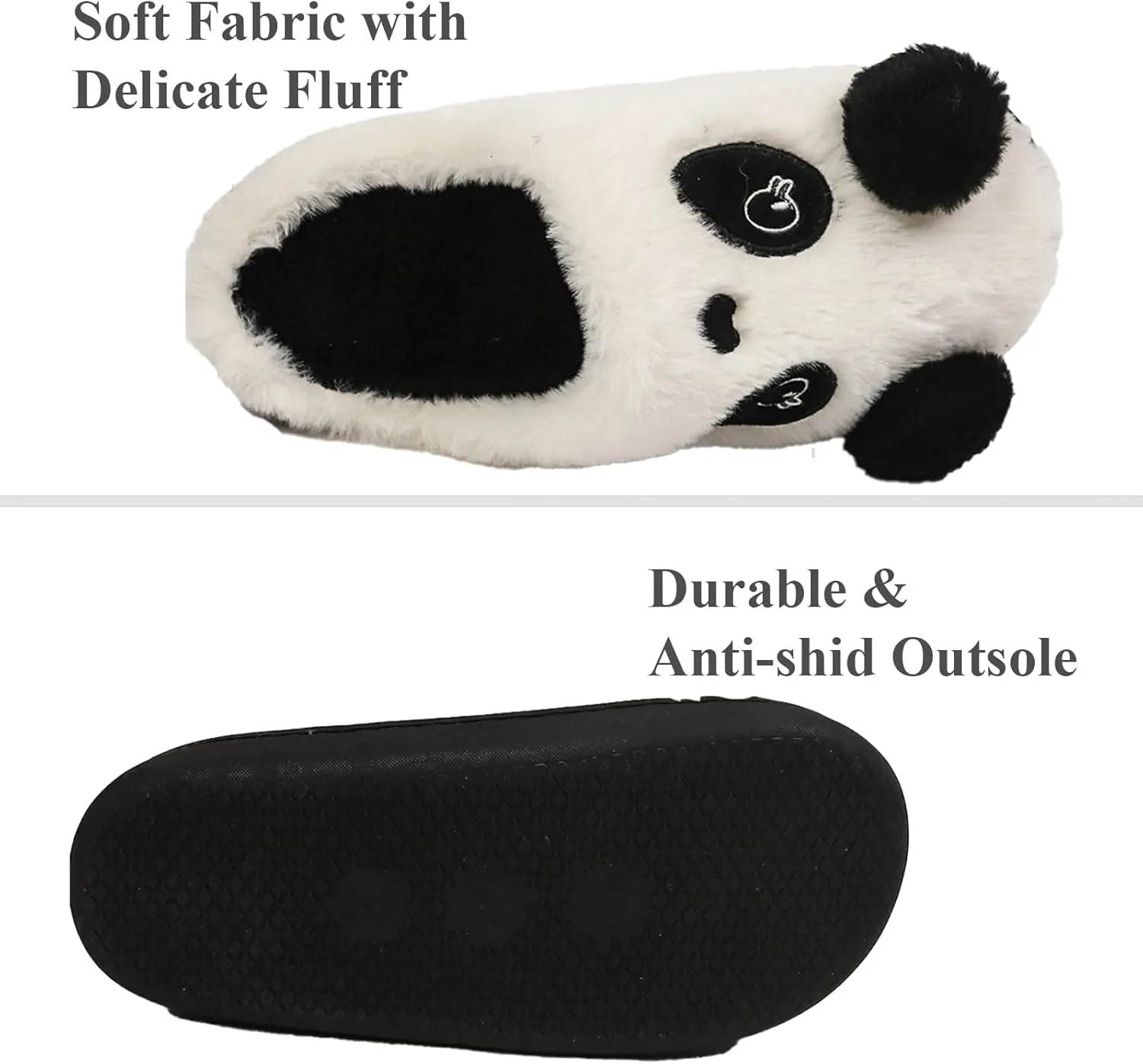 Womens Fuzzy Cute Animal Slippers, Plush Slippers Rubber Anti Slip Home Indoor Outdoor Slippers