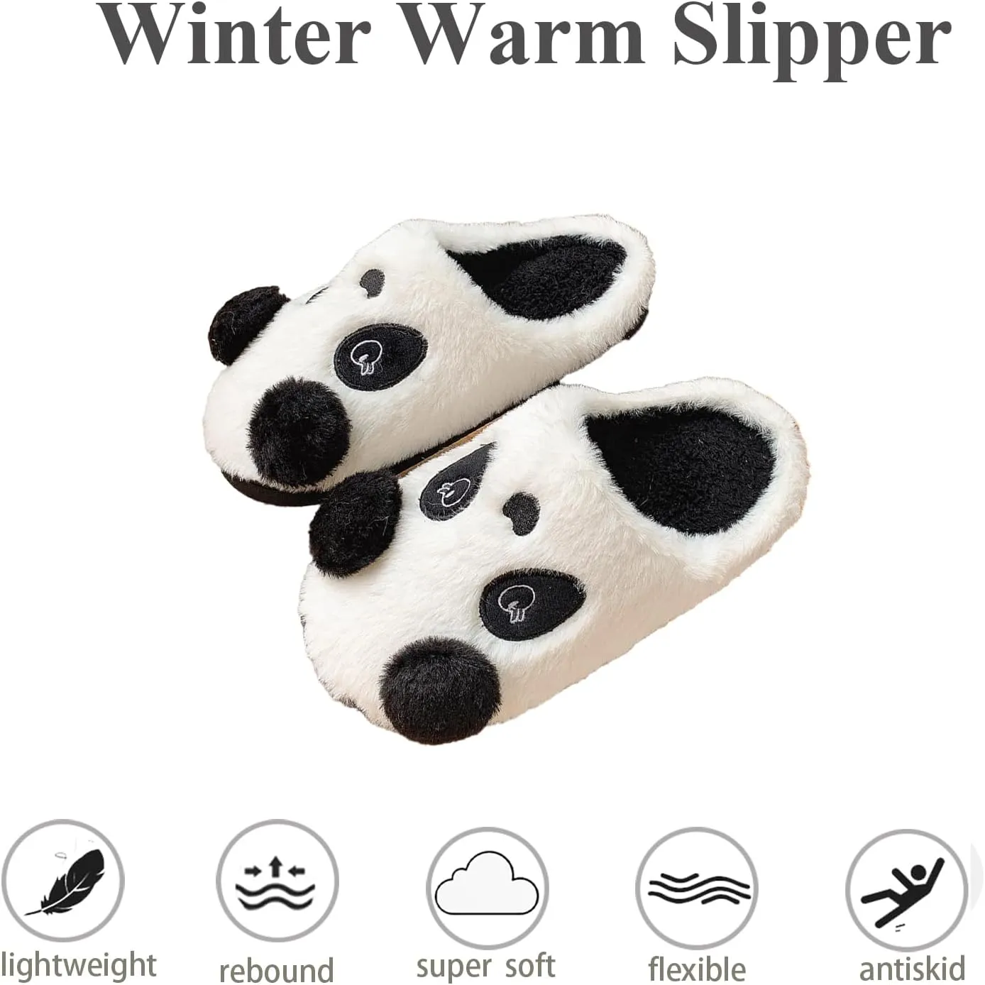 Womens Fuzzy Cute Animal Slippers, Plush Slippers Rubber Anti Slip Home Indoor Outdoor Slippers