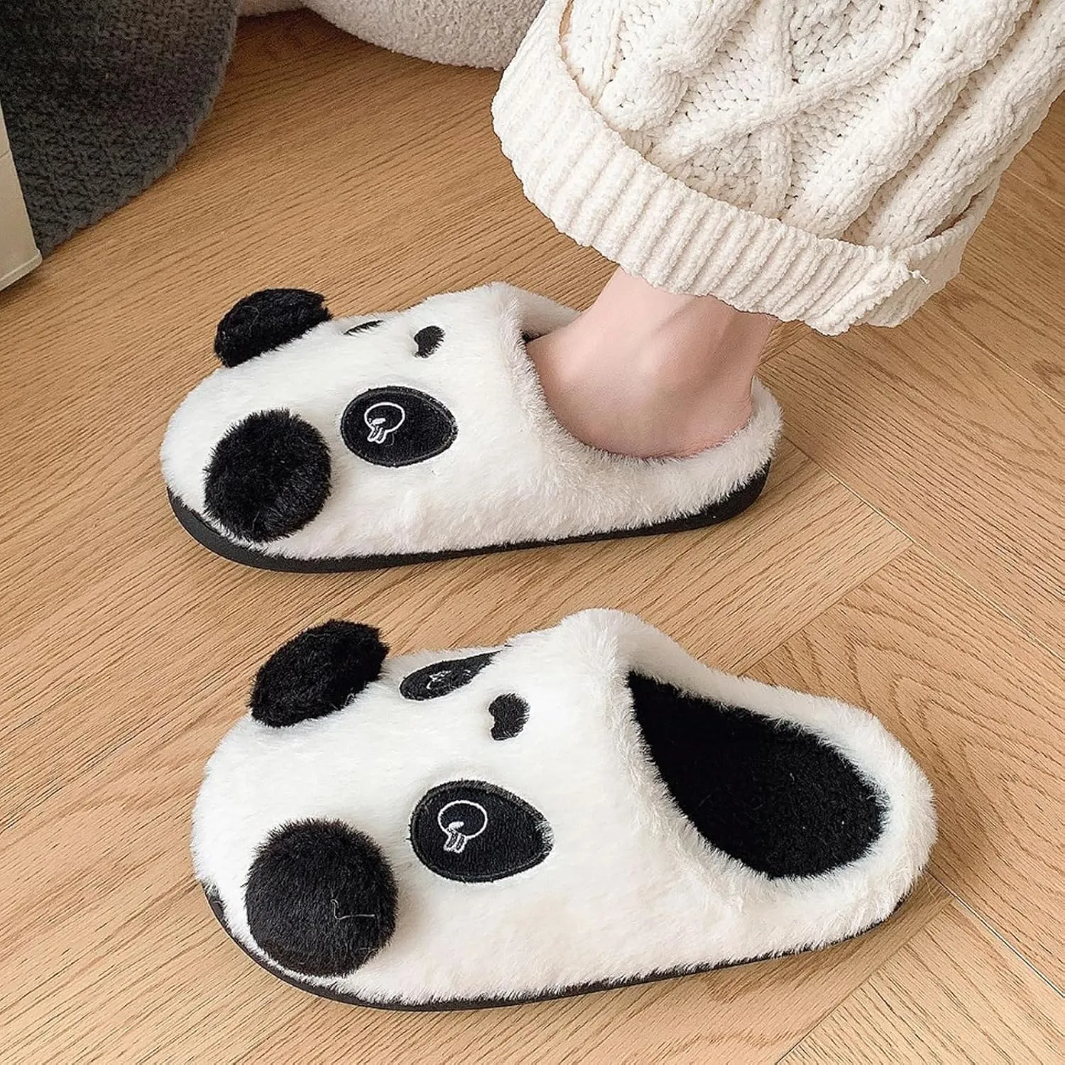 Womens Fuzzy Cute Animal Slippers, Plush Slippers Rubber Anti Slip Home Indoor Outdoor Slippers