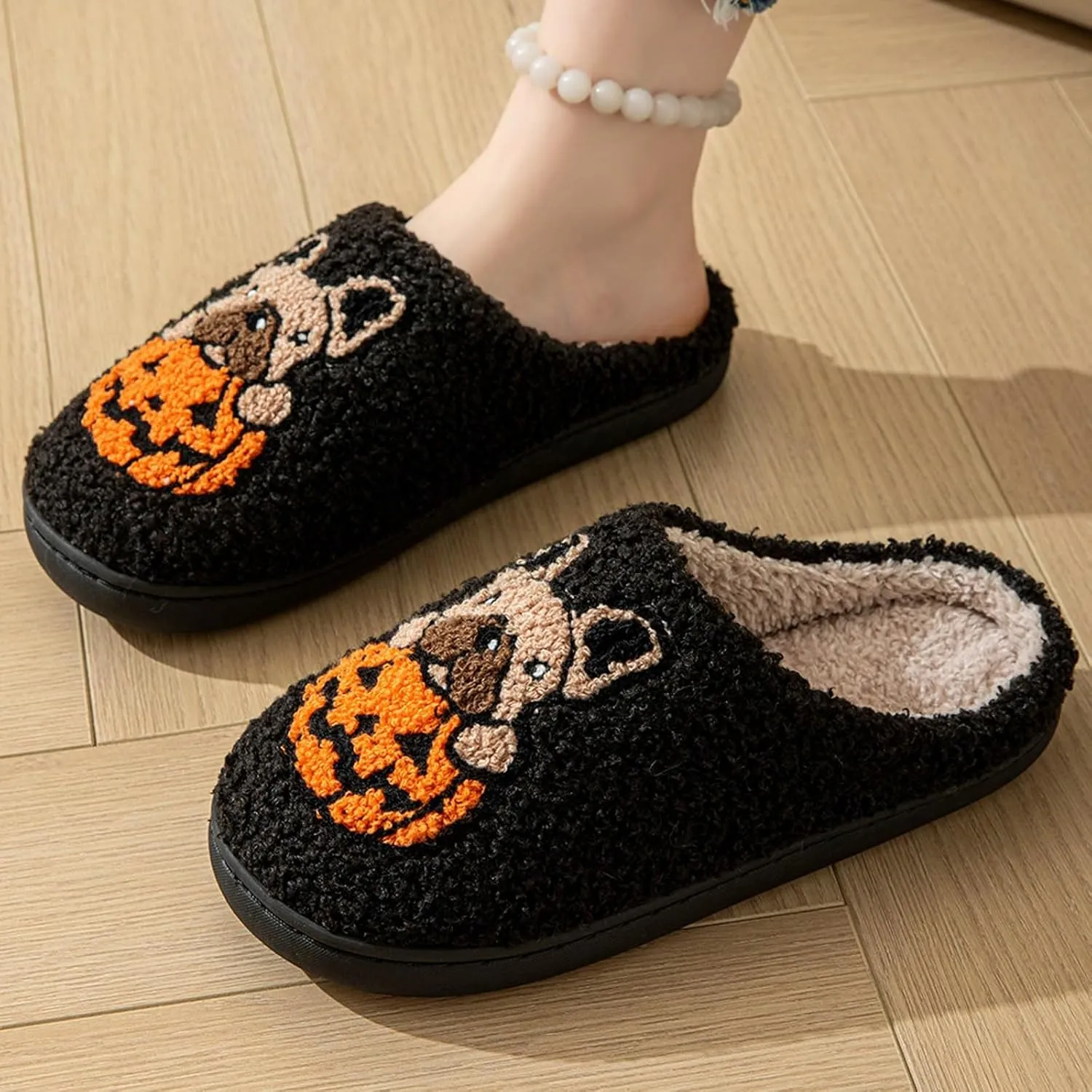 Women's Fuzzy Slippers Band Memory Foam Slippers Open Toe Shearling Indoor/Outdoor Women's Fuzzy Slippers Pom