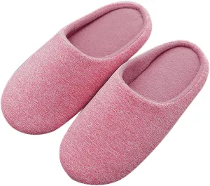 Women's Fuzzy Slippers, Indoor & Outdoor, Pink, Size 9-11, Memory Foam, Faux Fur Lining