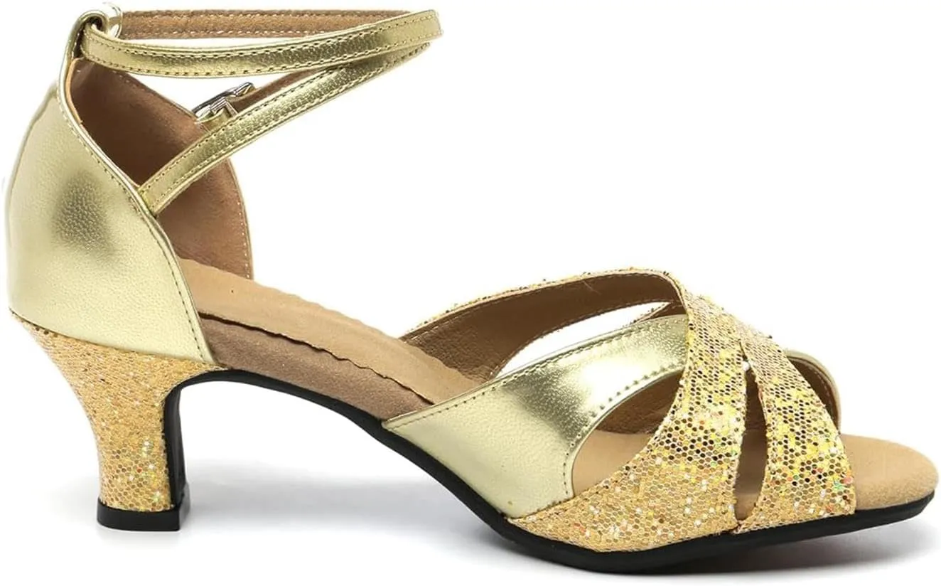 Women's Girls 2.2'' Heel Latin Dance Shoes Ballroom Salsa Tango Practice Performance Dance Shoes