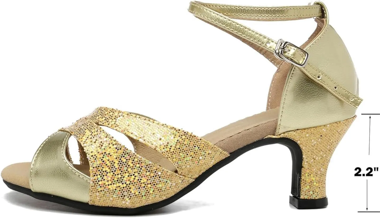 Women's Girls 2.2'' Heel Latin Dance Shoes Ballroom Salsa Tango Practice Performance Dance Shoes