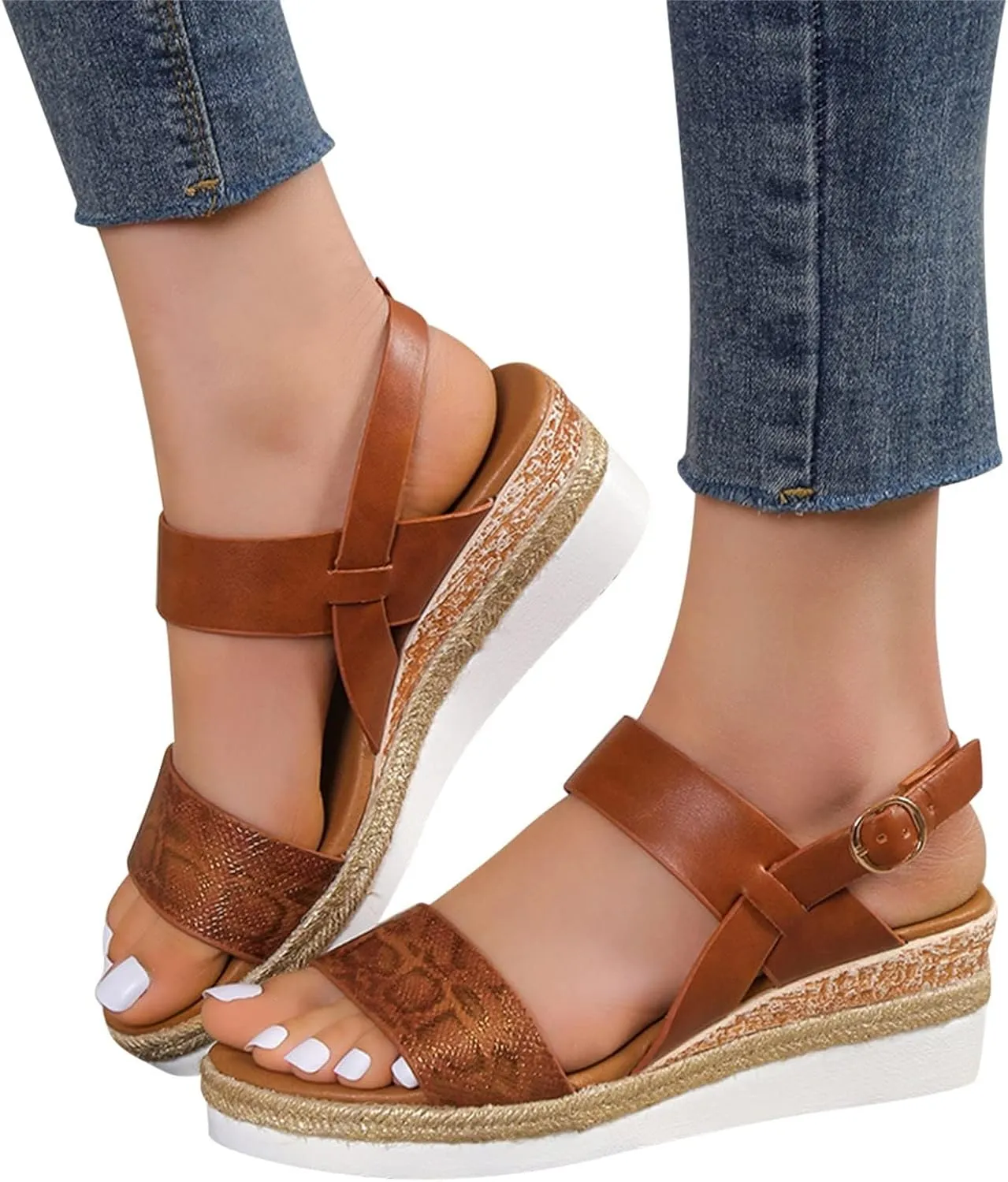 Womens High Wedge Sandals Comfortable Dressy Ankle Strap Platform Shoes Boho Beach Summer Sandals