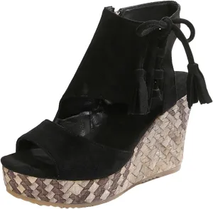 Womens High Wedge Sandals Comfortable Dressy Ankle Strap Platform Shoes Slip On Walking Driving Shoes Boho Beach Summer Sandals