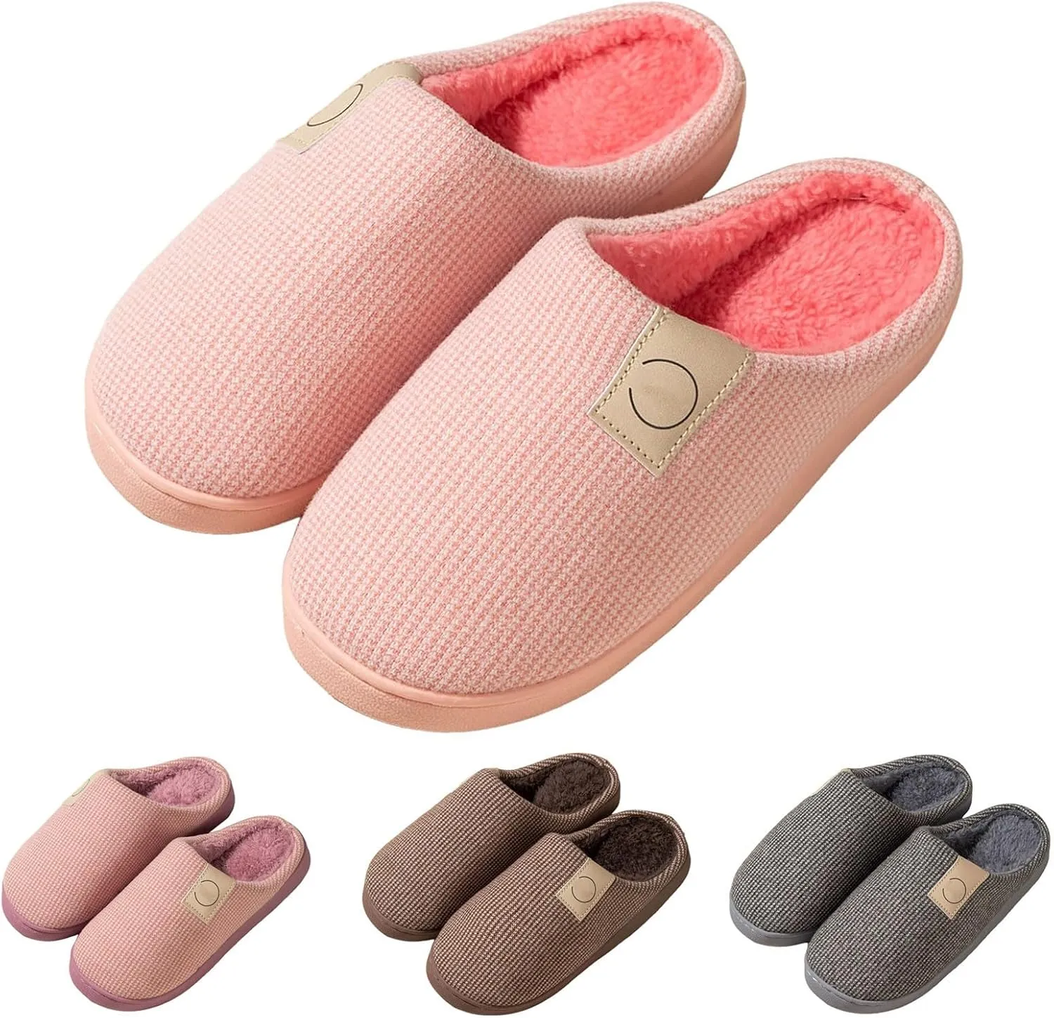 Women's House Slippers Indoor & Outdoor, Fuzzy, Grey, Size 9/10/11, Memory Foam Insole, Faux Fur Lining