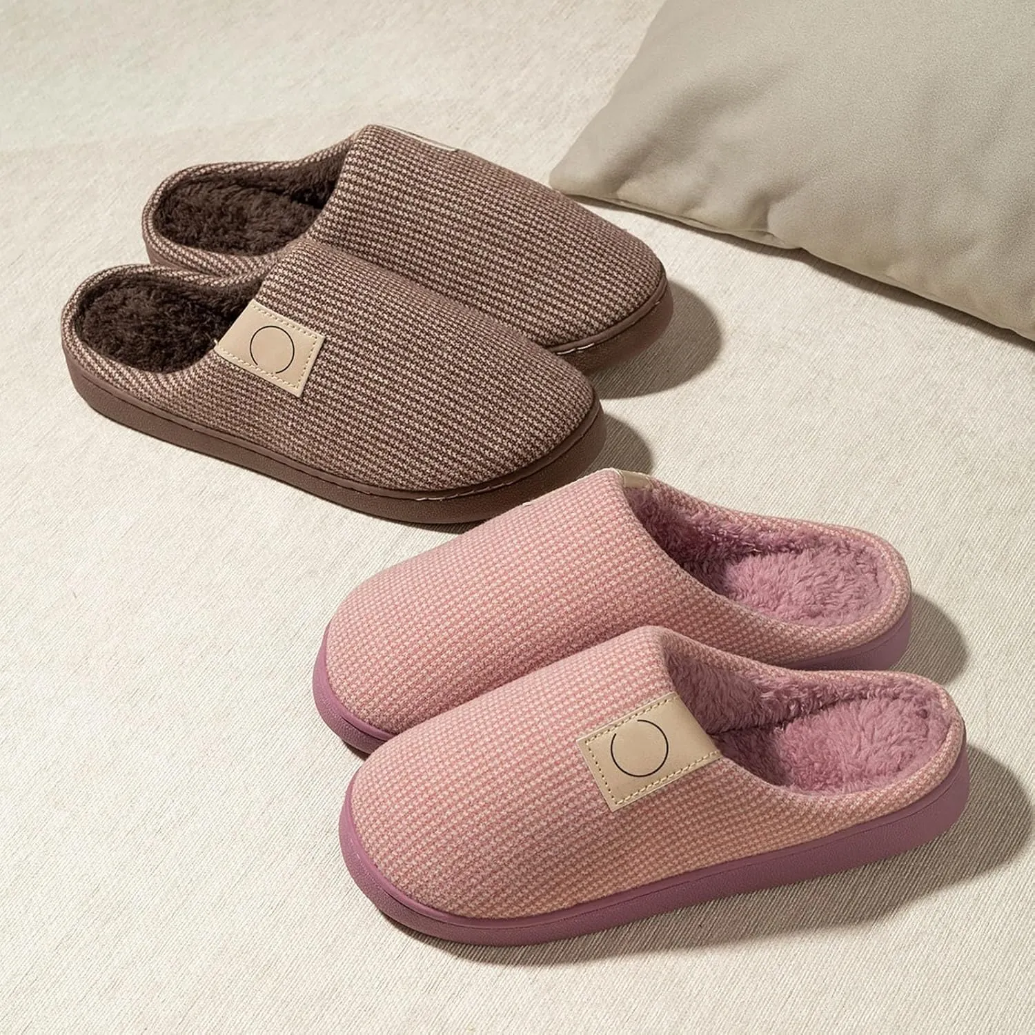 Women's House Slippers Indoor & Outdoor, Fuzzy, Grey, Size 9/10/11, Memory Foam Insole, Faux Fur Lining