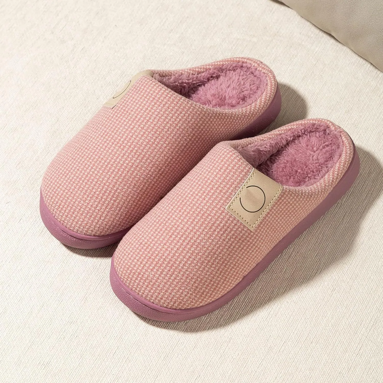 Women's House Slippers Indoor & Outdoor, Fuzzy, Grey, Size 9/10/11, Memory Foam Insole, Faux Fur Lining