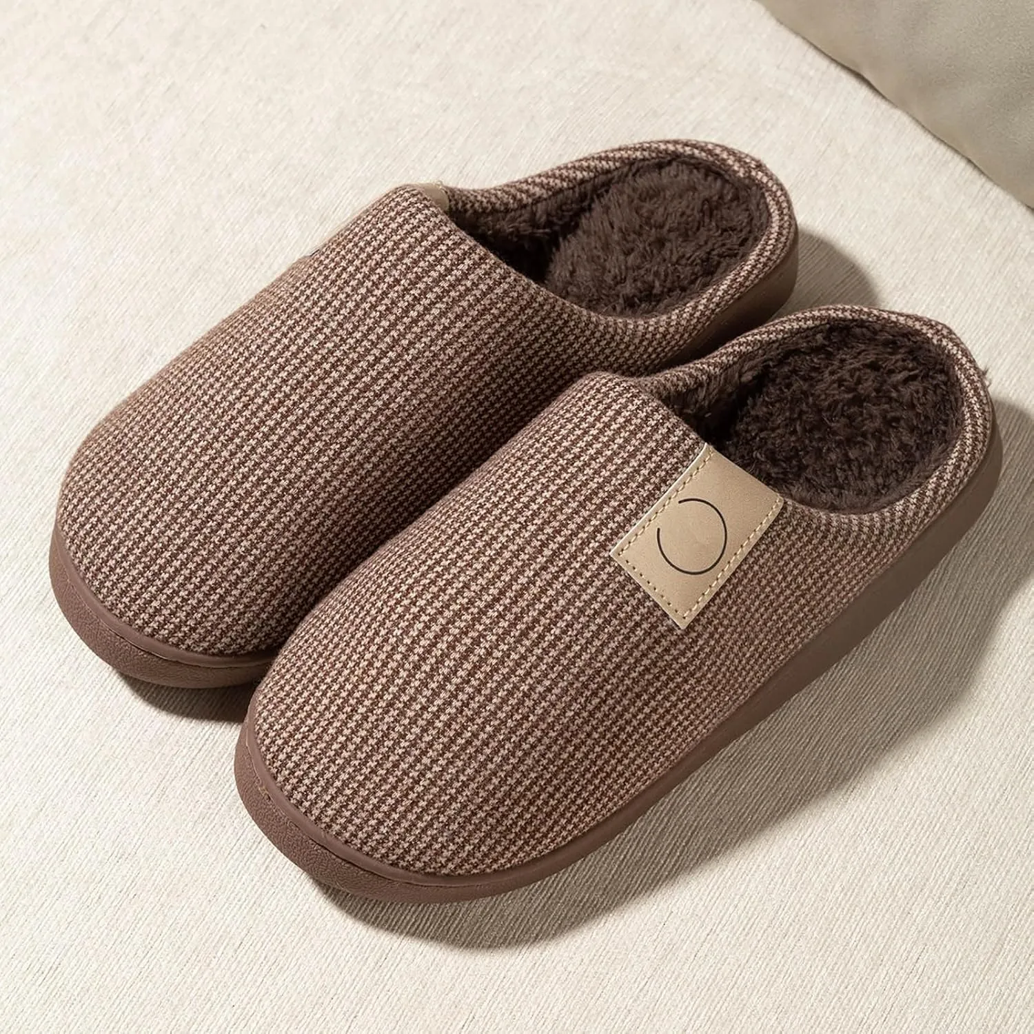 Women's House Slippers Indoor & Outdoor, Fuzzy, Grey, Size 9/10/11, Memory Foam Insole, Faux Fur Lining