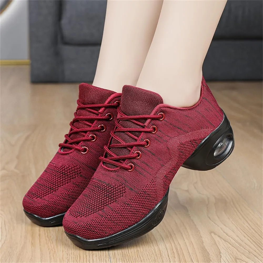 Women's Jazz Shoes Lace-up Sneakers Modern Dance Shoes Cushion Platform Walking Dance Shoes