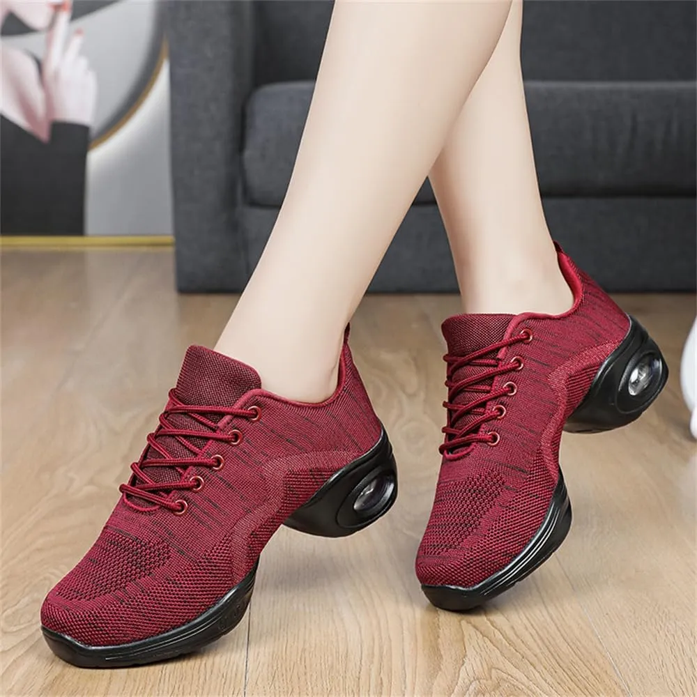 Women's Jazz Shoes Lace-up Sneakers Modern Dance Shoes Cushion Platform Walking Dance Shoes